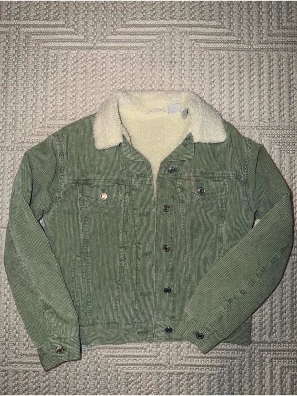 Quiksilver Green Corduroy Sherpa-Lined Jacket